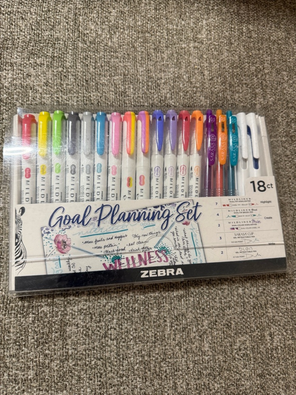 Zebra Goal Planning Set - 18ct Colored Highlighters & Pens